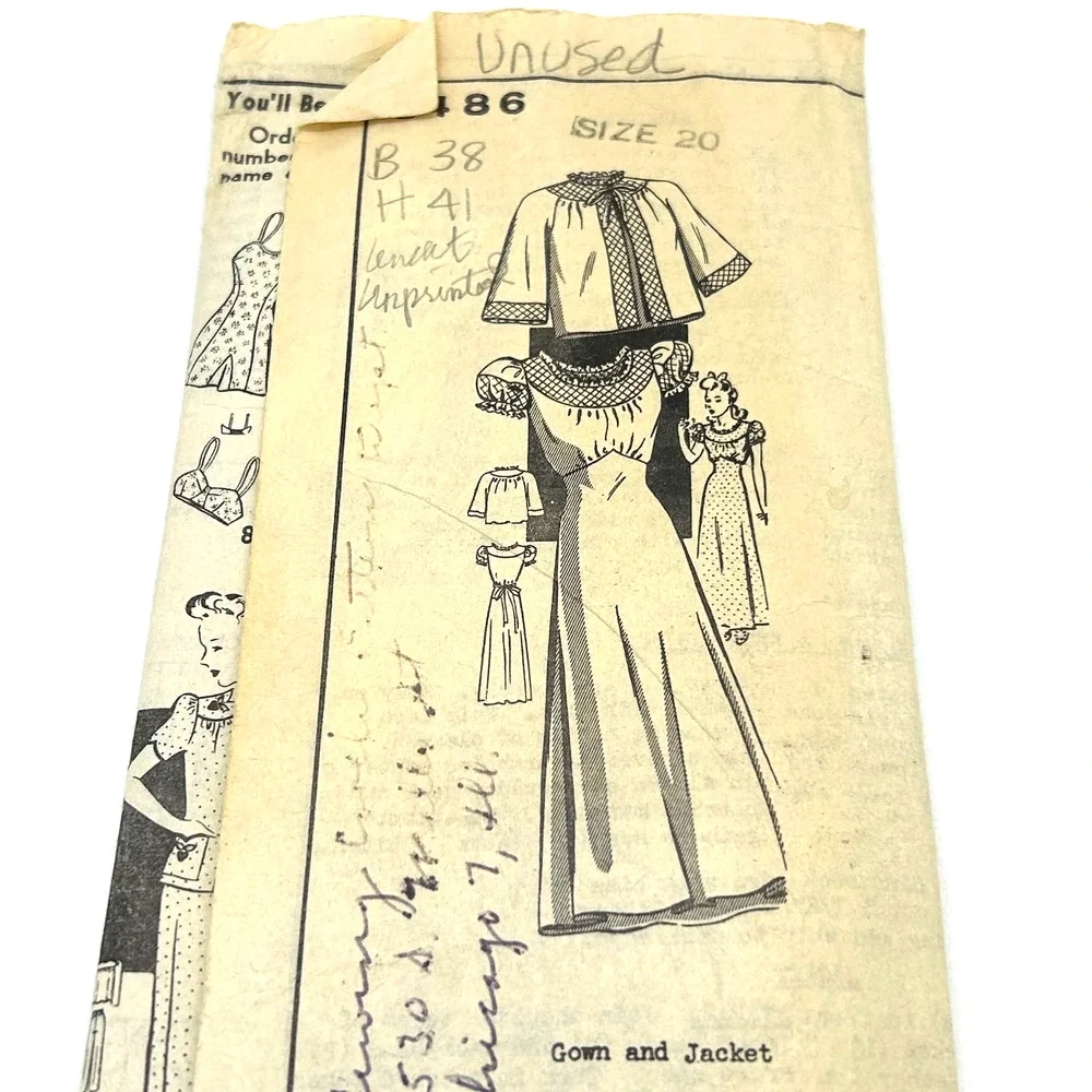 Vintage Mail‎ Order Pattern #8486 Women's Lingerie Gown/Jacket Size 20 HTF RARE